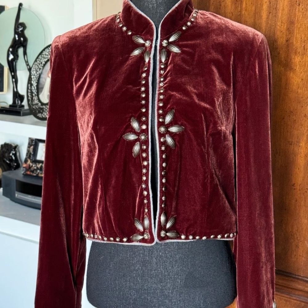 Double D Ranch Velvet Jacket in Rich Burgundy